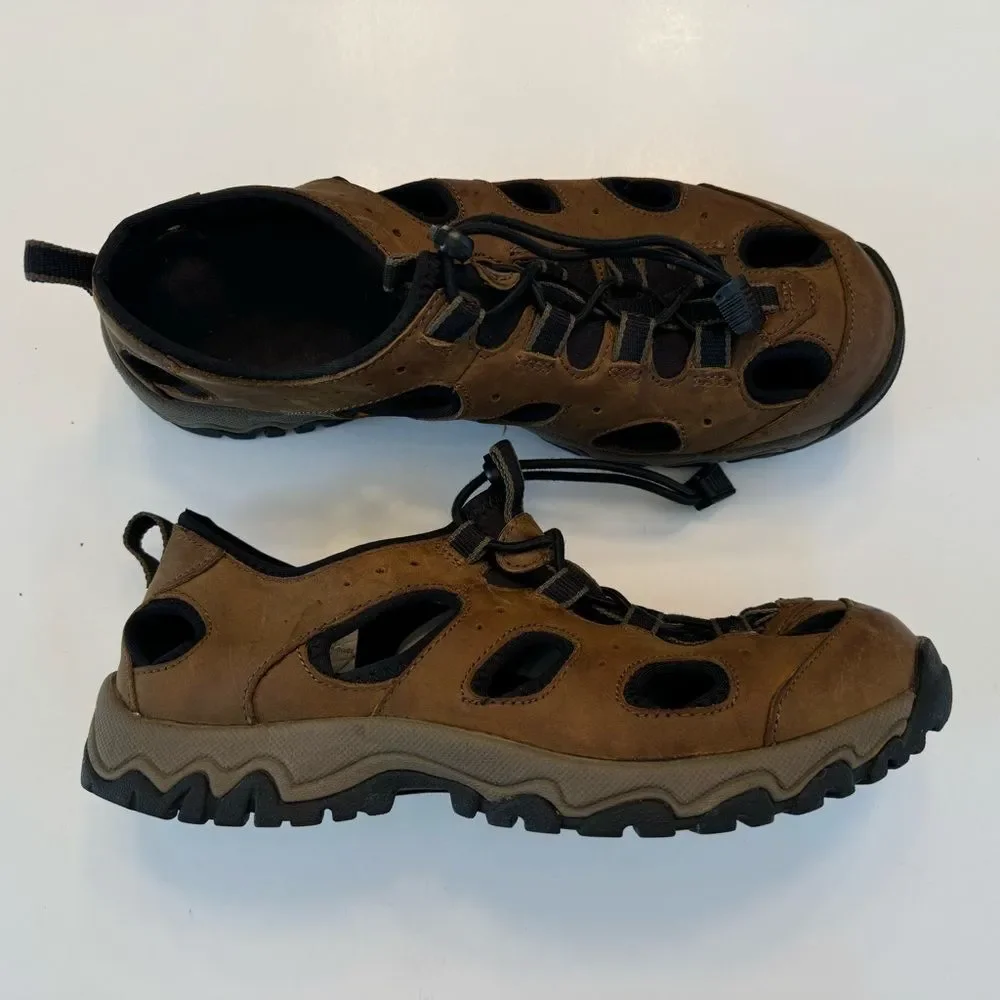 Duluth Trading Co Wild Boar Oiled Leather Sandals Brown 10 Wide 10W Adjustable